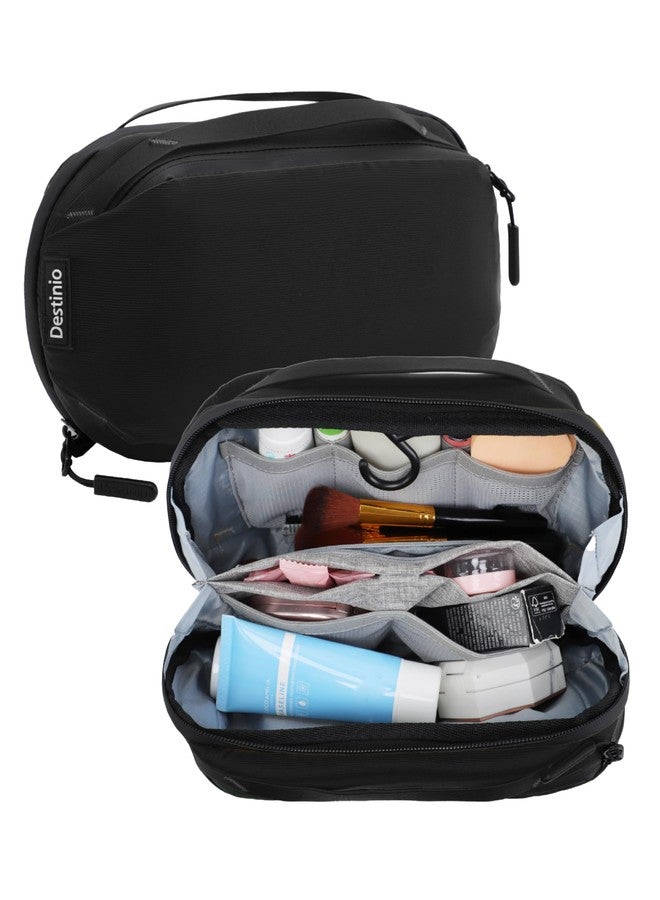 Destinio Nylon Toiletry Bag For Unisex - Waterproof Organizer With Hanging Hook - Travel Pouch And Shaving Kit Bag, Cosmetic And Make Up Pouches (Black) 24 X 17 X 7 Cm - Image 2